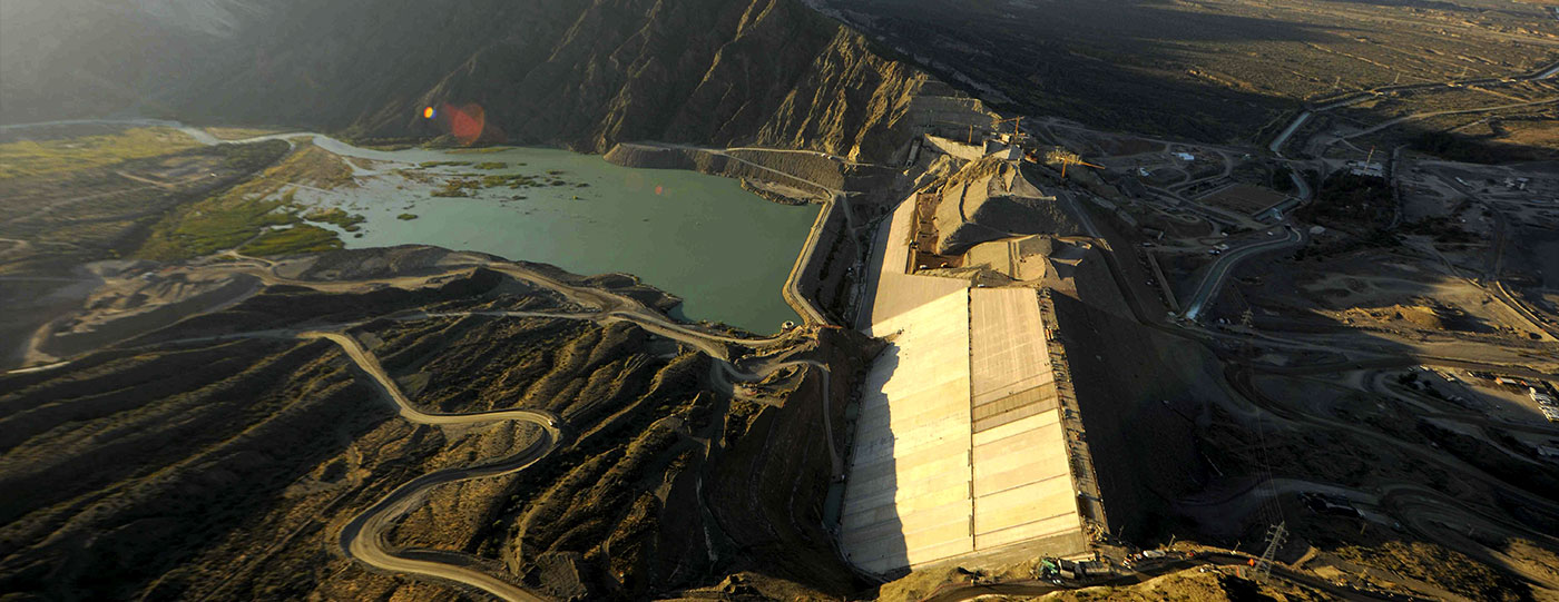 Foto aérea de la Represa Punta Negra en construcción